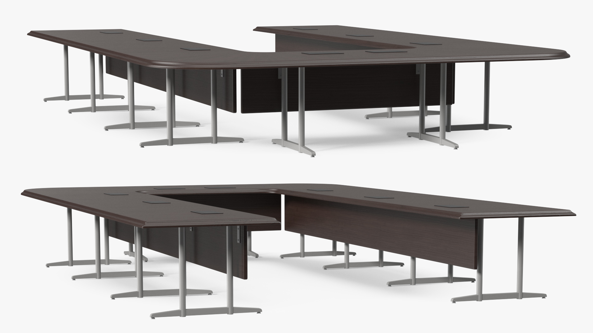 3D Modern U Shape Conference Table Dark Wood