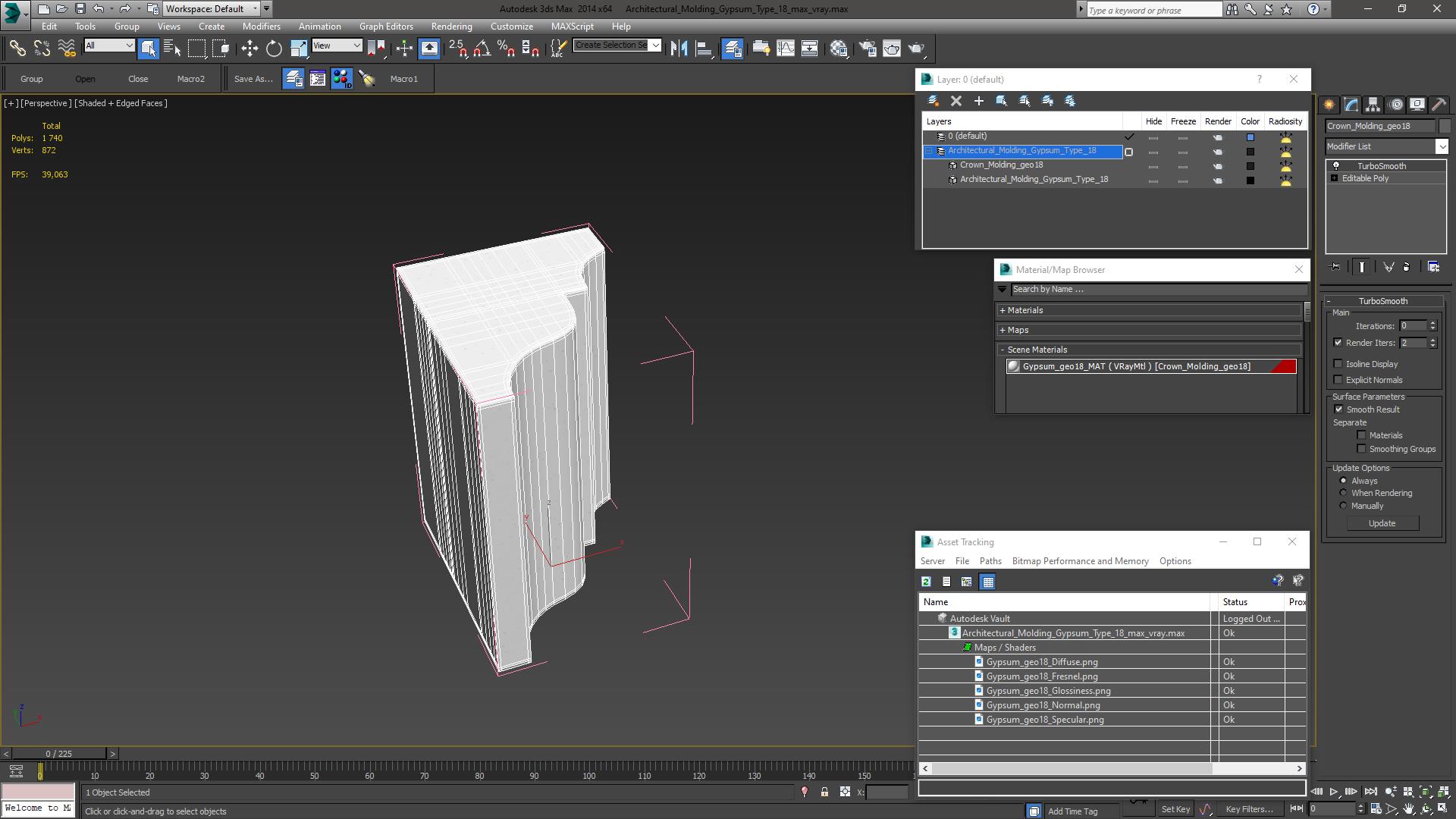 3D Architectural Molding Gypsum Type 18