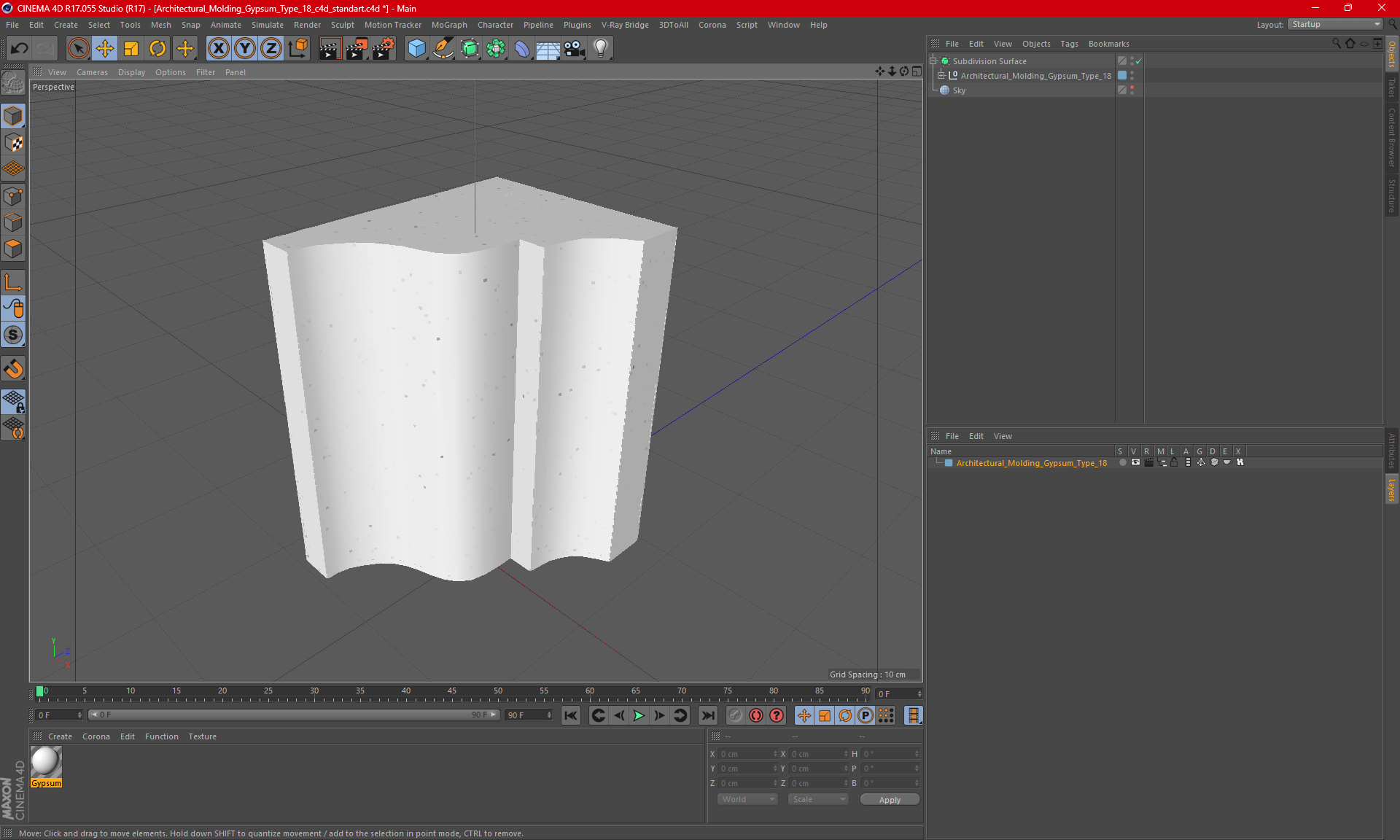 3D Architectural Molding Gypsum Type 18