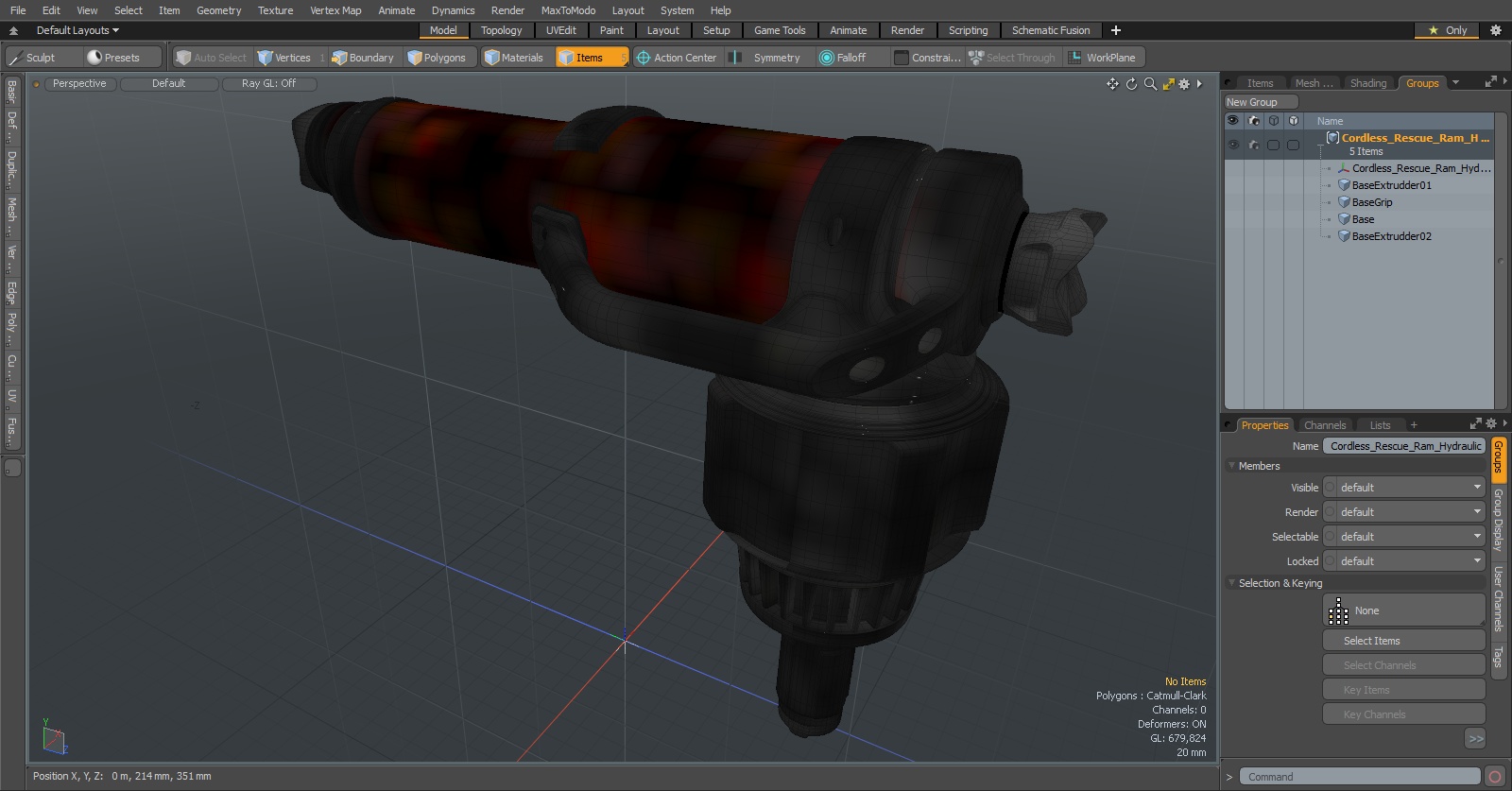 Cordless Rescue Ram Hydraulic Used 3D model
