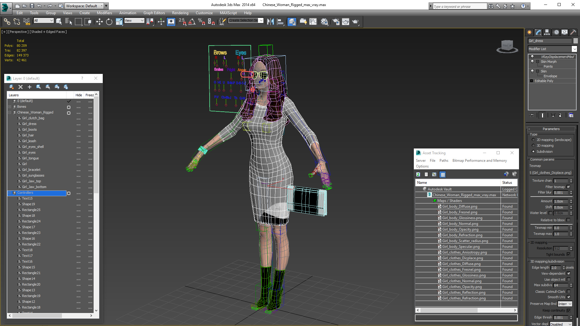 Chinese Woman Rigged for Maya 3D model