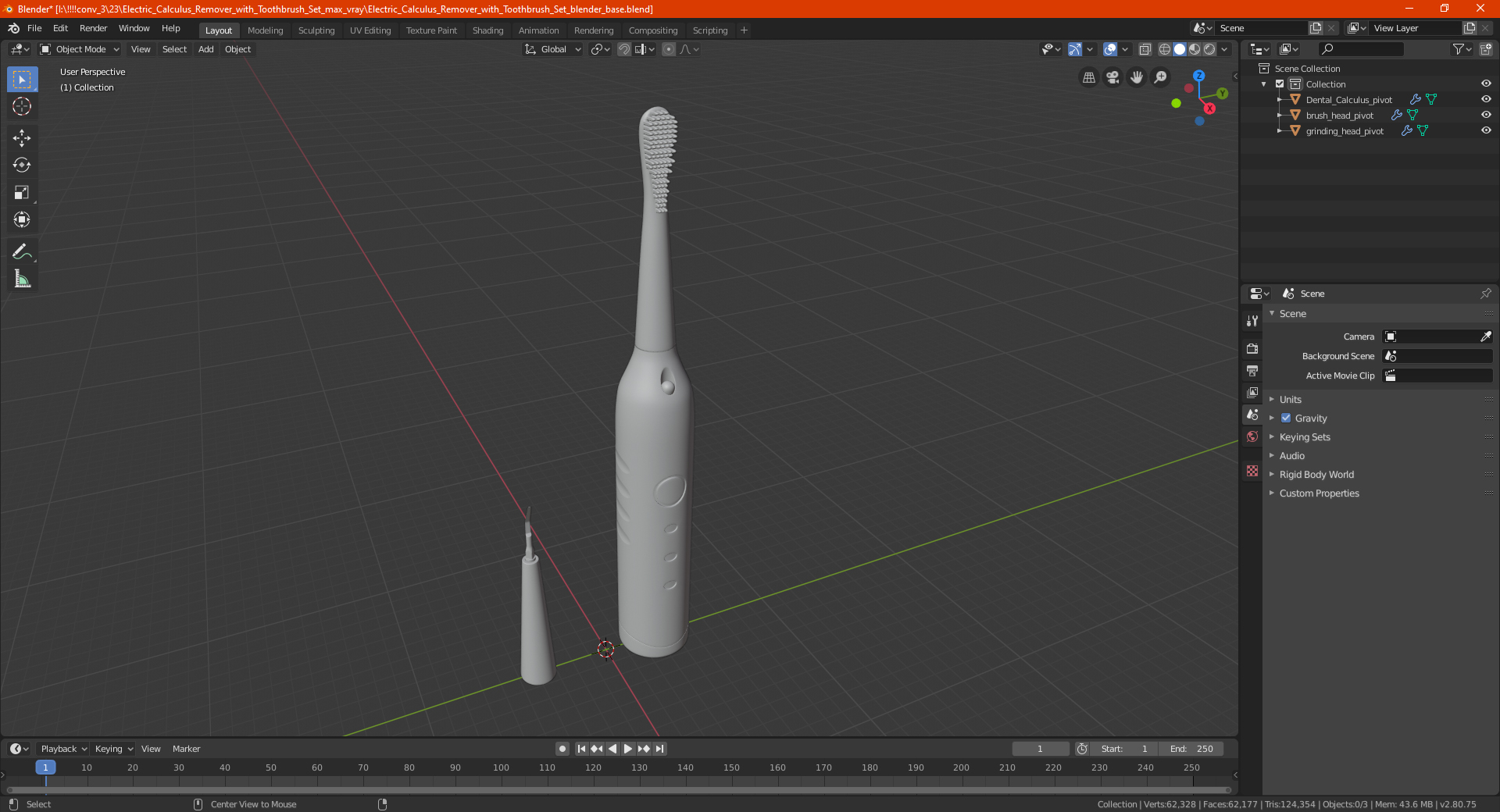3D model Electric Calculus Remover with Toothbrush Set