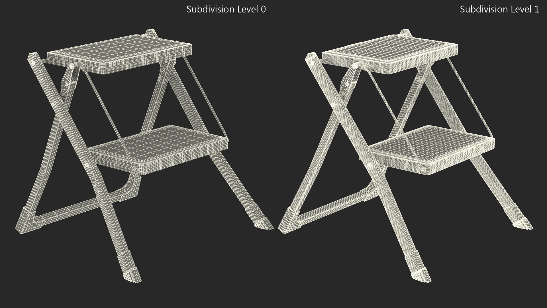 3D Two Steps Black Steel Stool Rigged for Maya model
