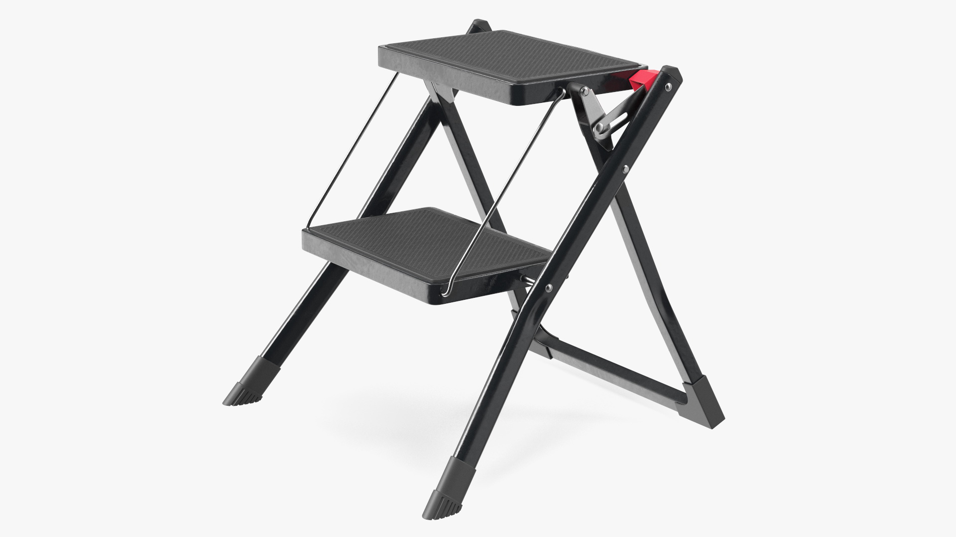 3D Two Steps Black Steel Stool Rigged for Maya model