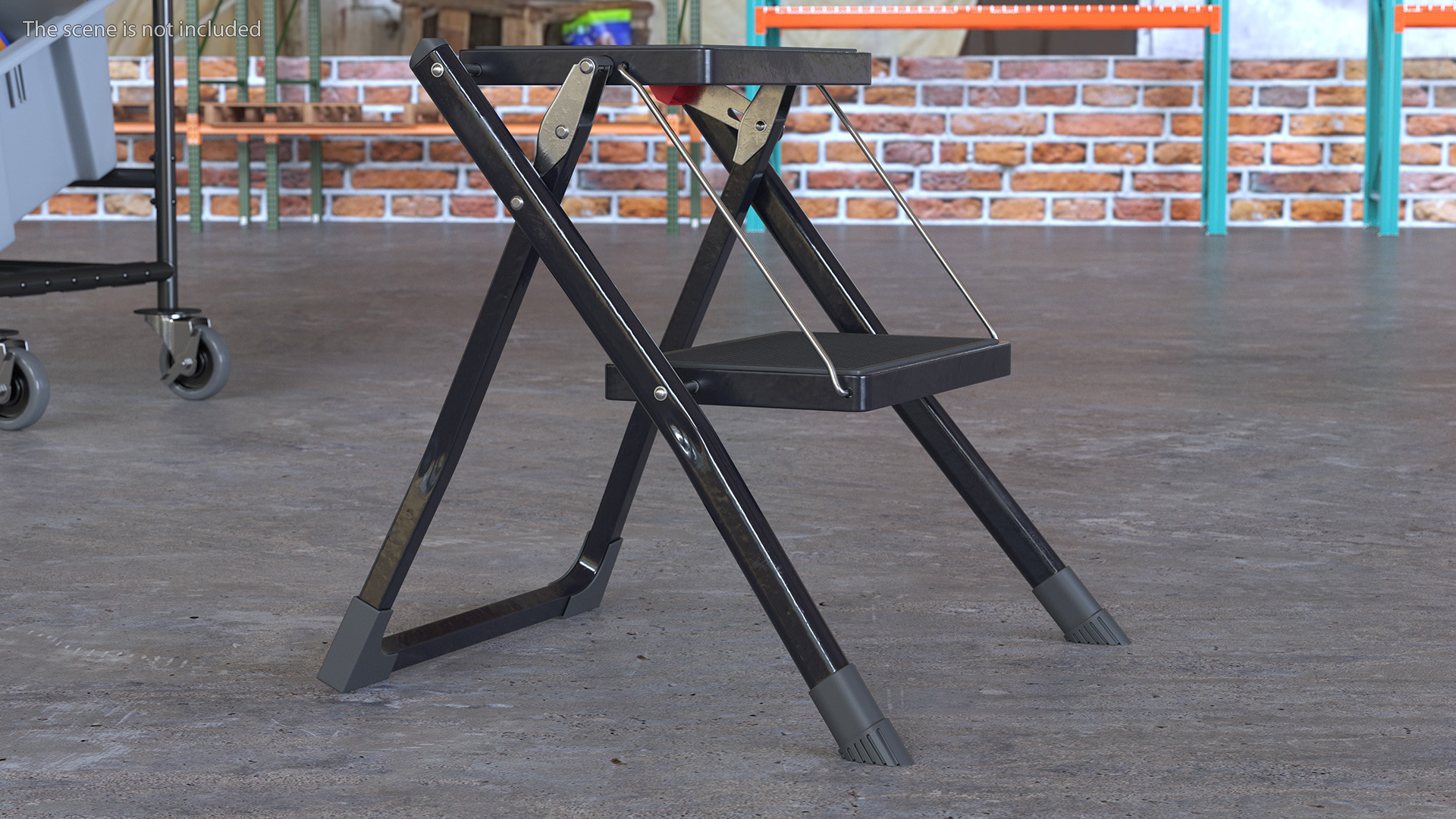 3D Two Steps Black Steel Stool Rigged for Maya model