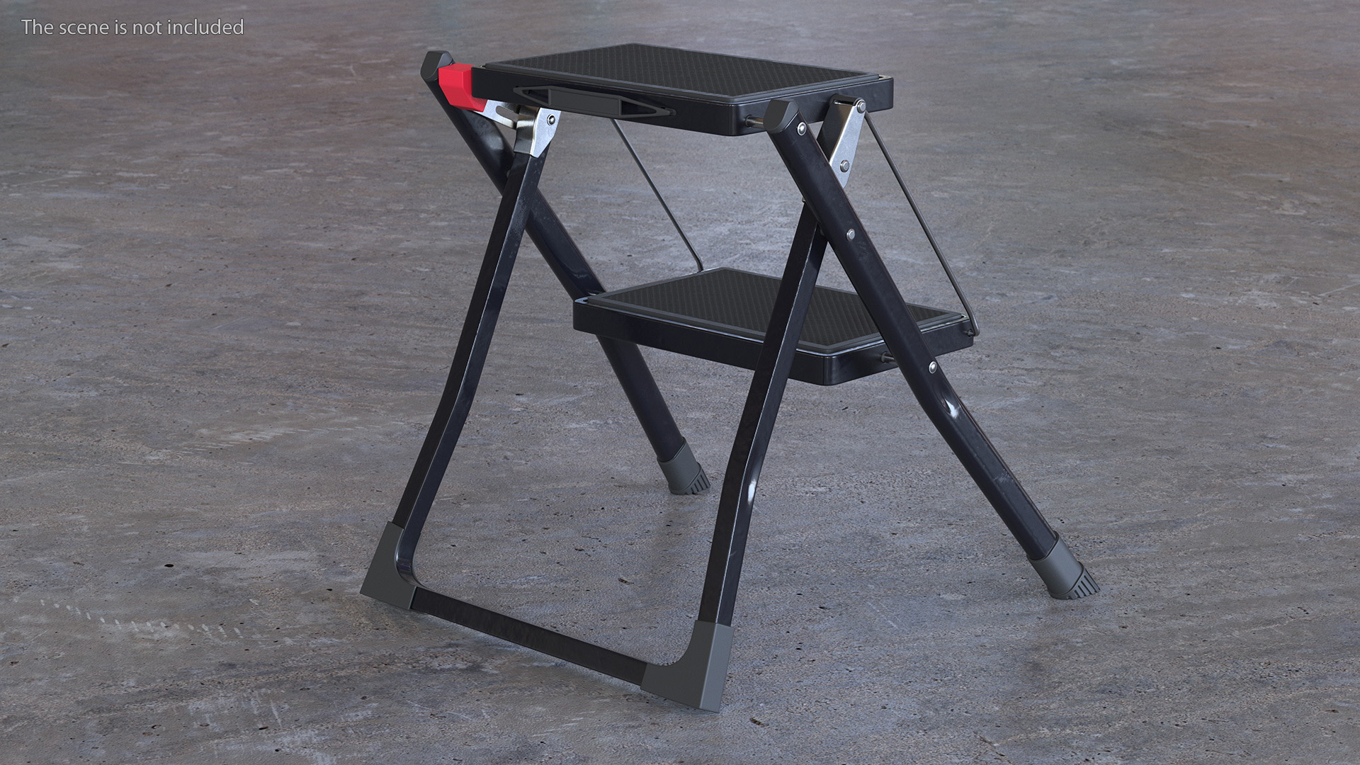 3D Two Steps Black Steel Stool Rigged for Maya model