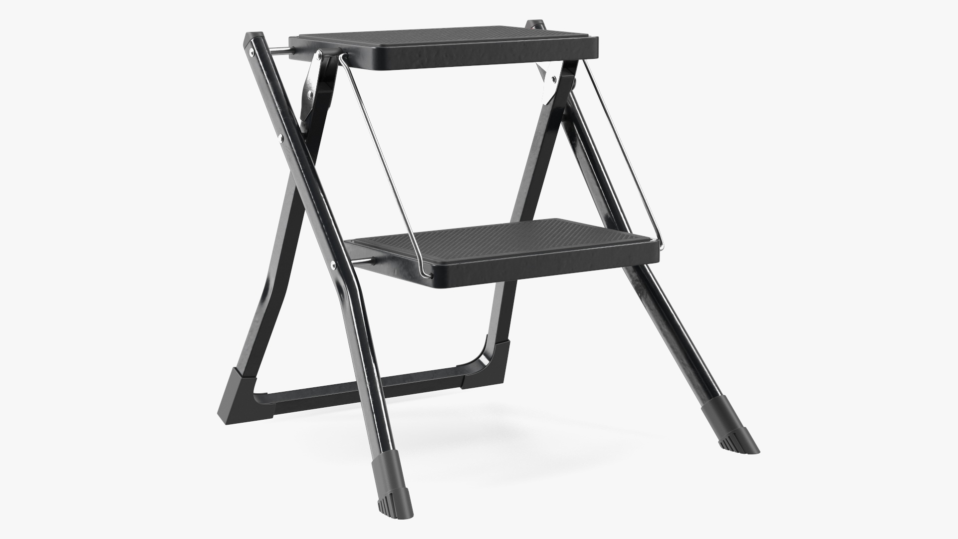 3D Two Steps Black Steel Stool Rigged for Maya model