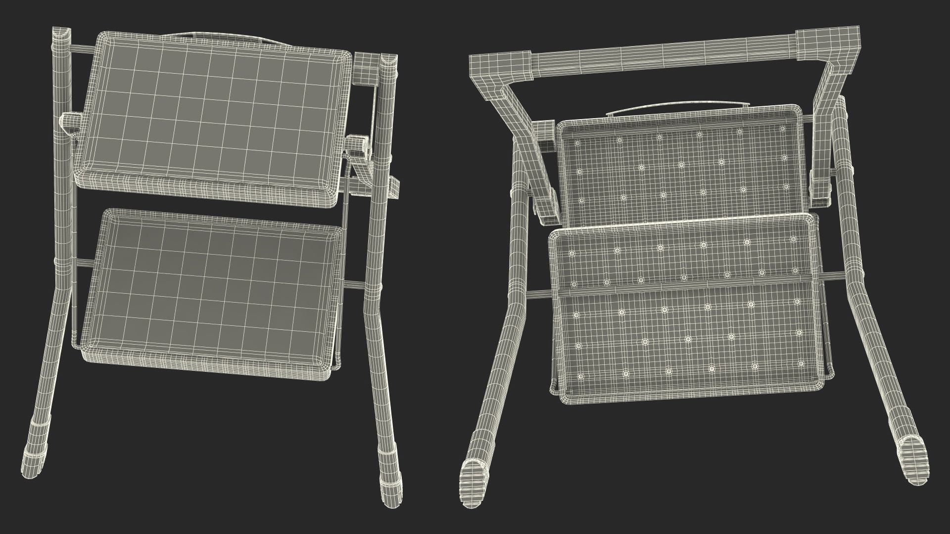 3D Two Steps Black Steel Stool Rigged for Maya model