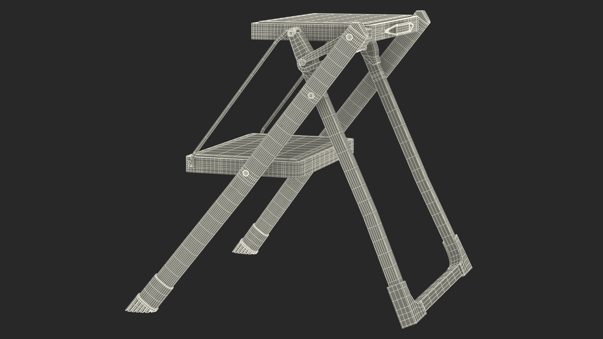 3D Two Steps Black Steel Stool Rigged for Maya model
