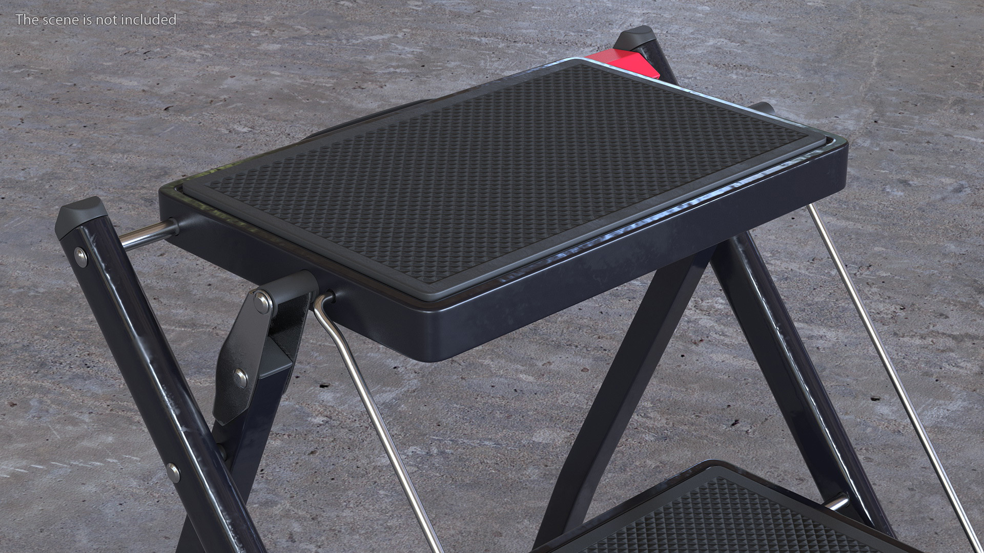 3D Two Steps Black Steel Stool Rigged for Maya model