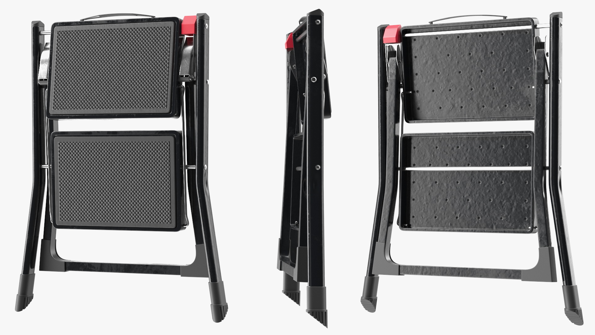 3D Two Steps Black Steel Stool Rigged for Maya model