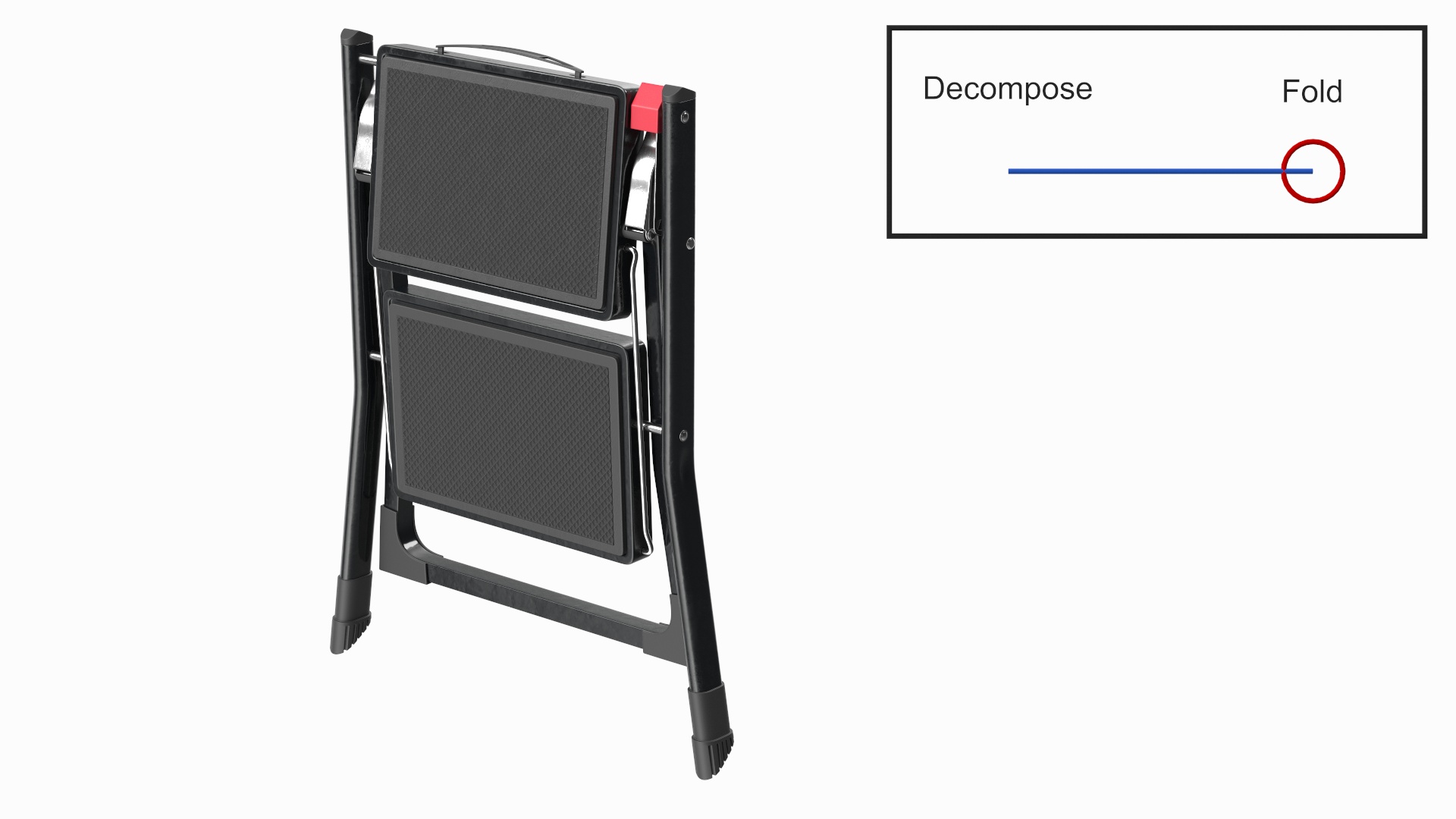 3D Two Steps Black Steel Stool Rigged for Maya model