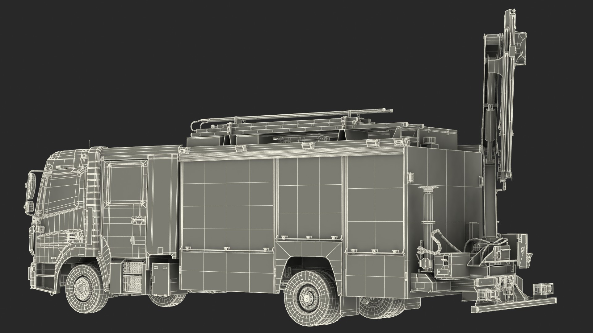 3D Modern Fire Truck Rigged for Maya model