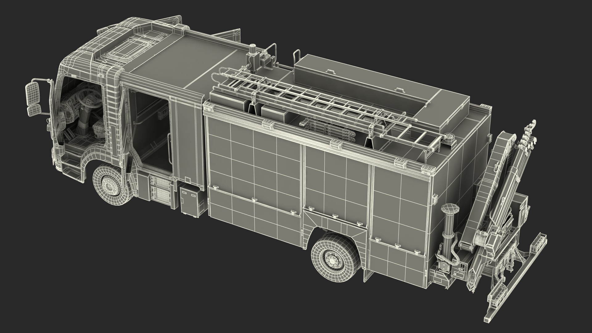 3D Modern Fire Truck Rigged for Maya model