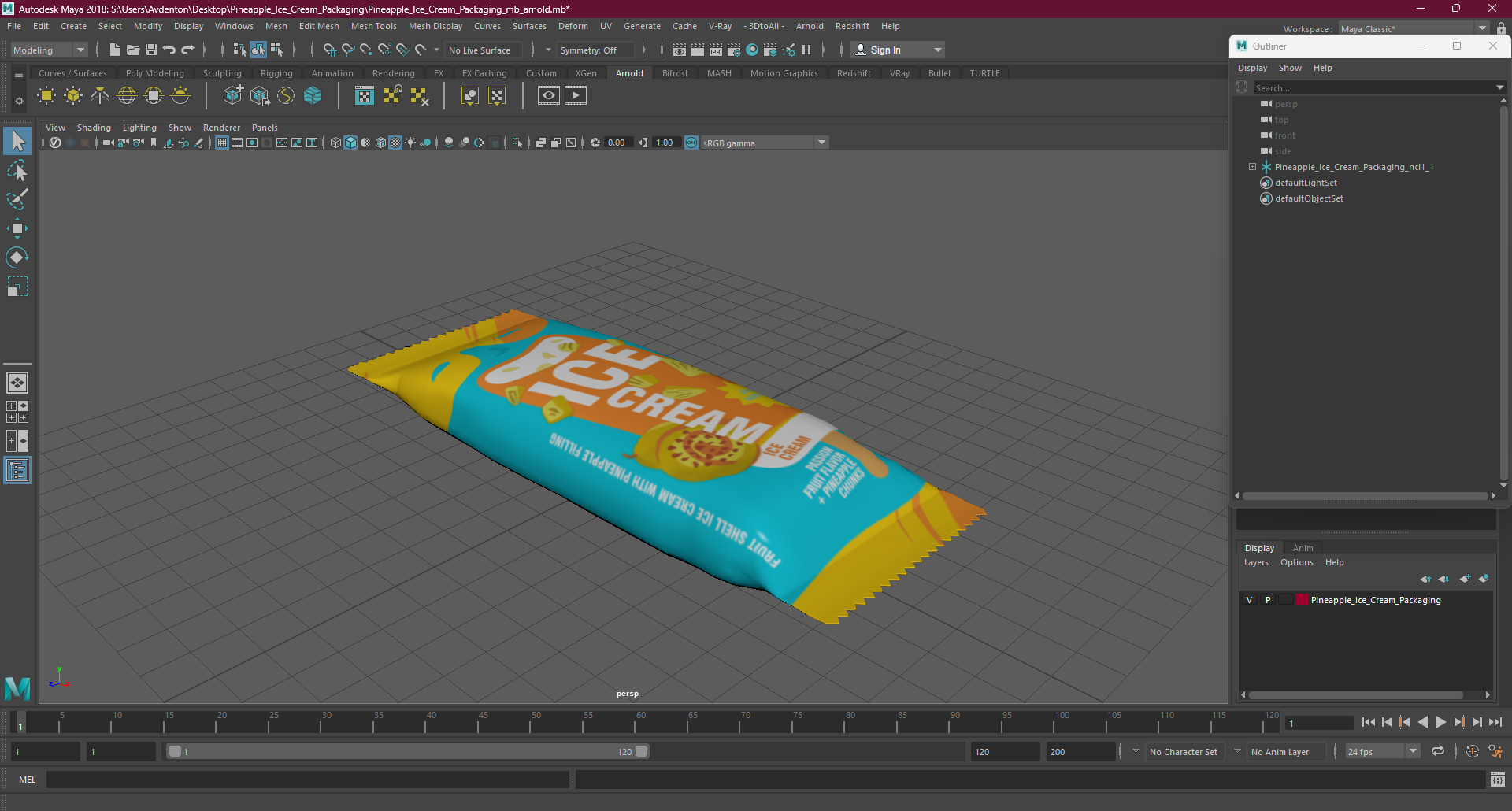 Pineapple Ice Cream Packaging 3D model