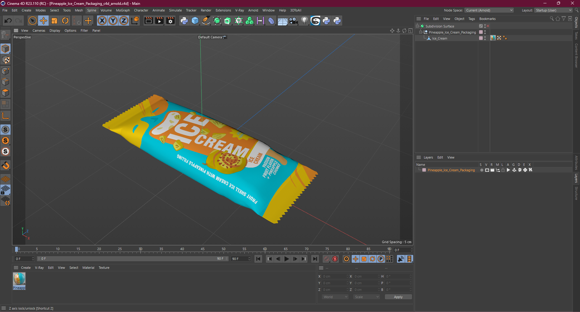Pineapple Ice Cream Packaging 3D model
