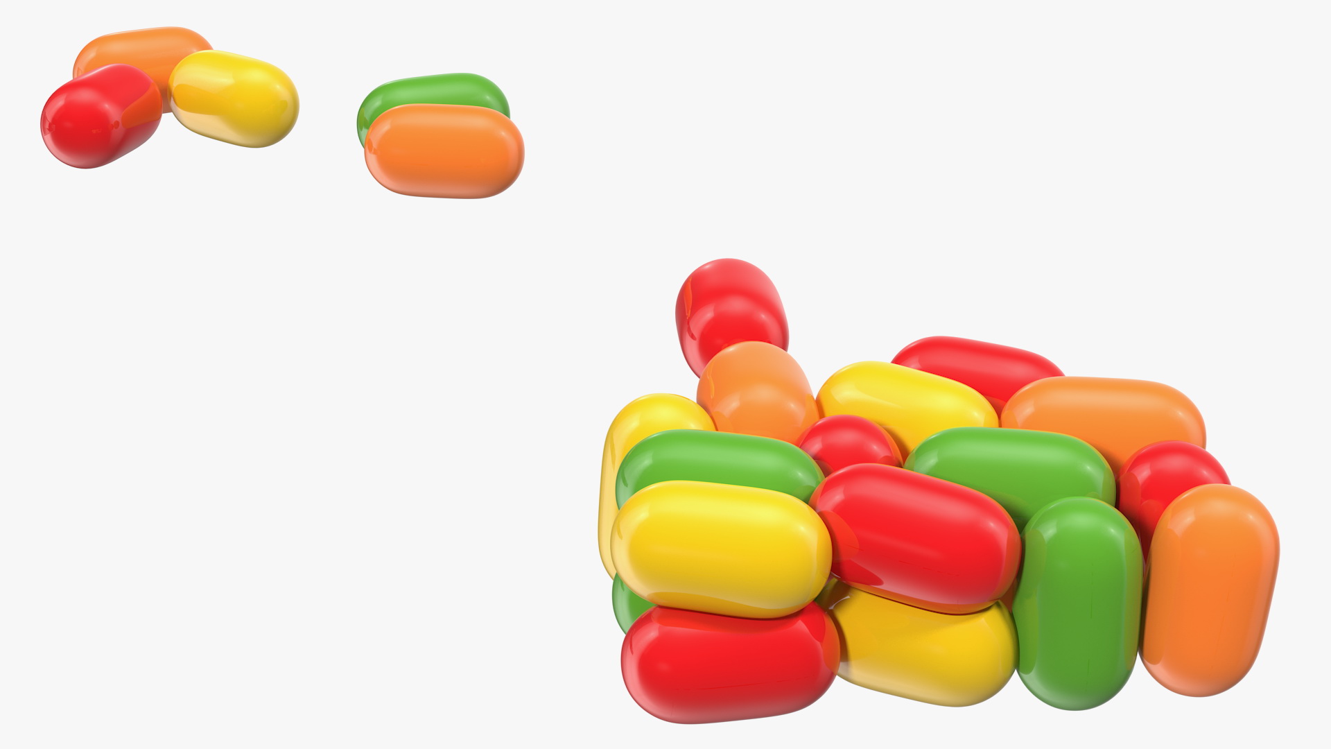 3D Colorful Candy Mints Spilled model