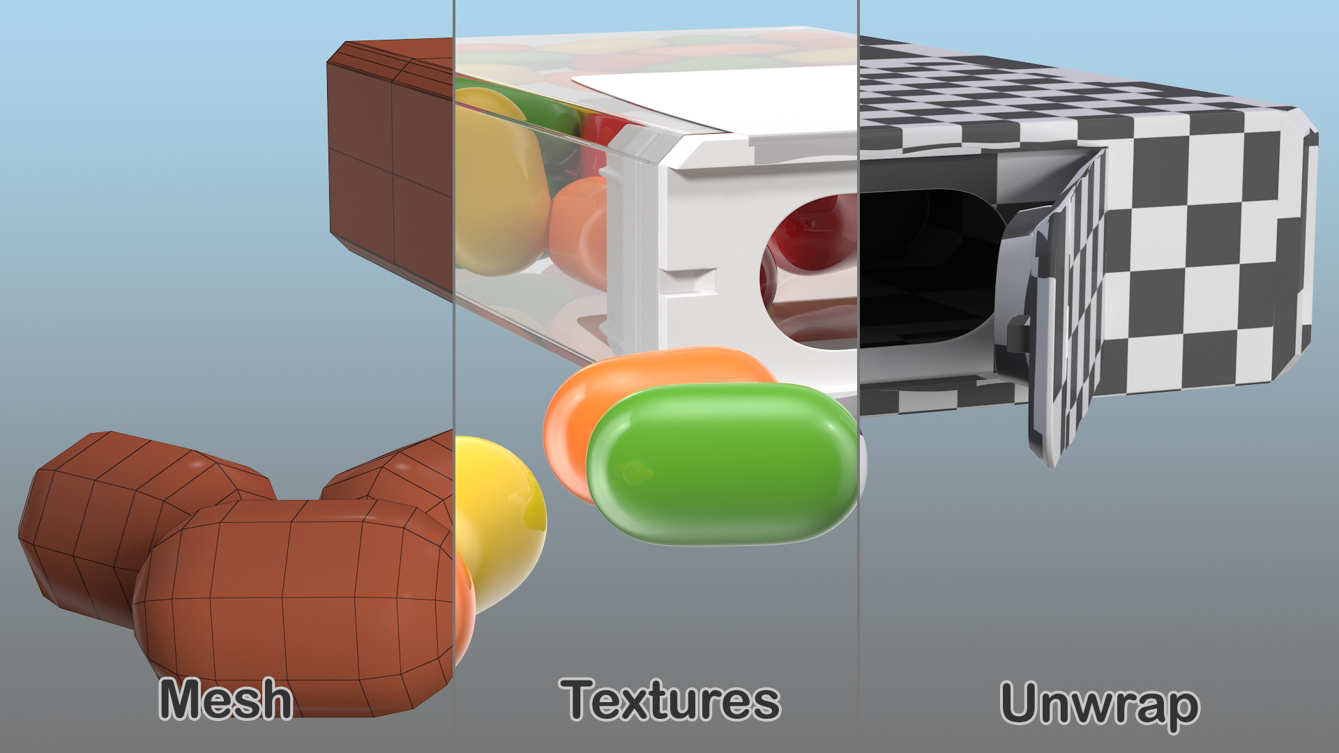 3D Colorful Candy Mints Spilled model
