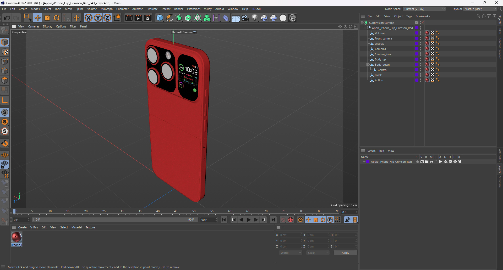 Apple iPhone Flip Crimson Red 3D model
