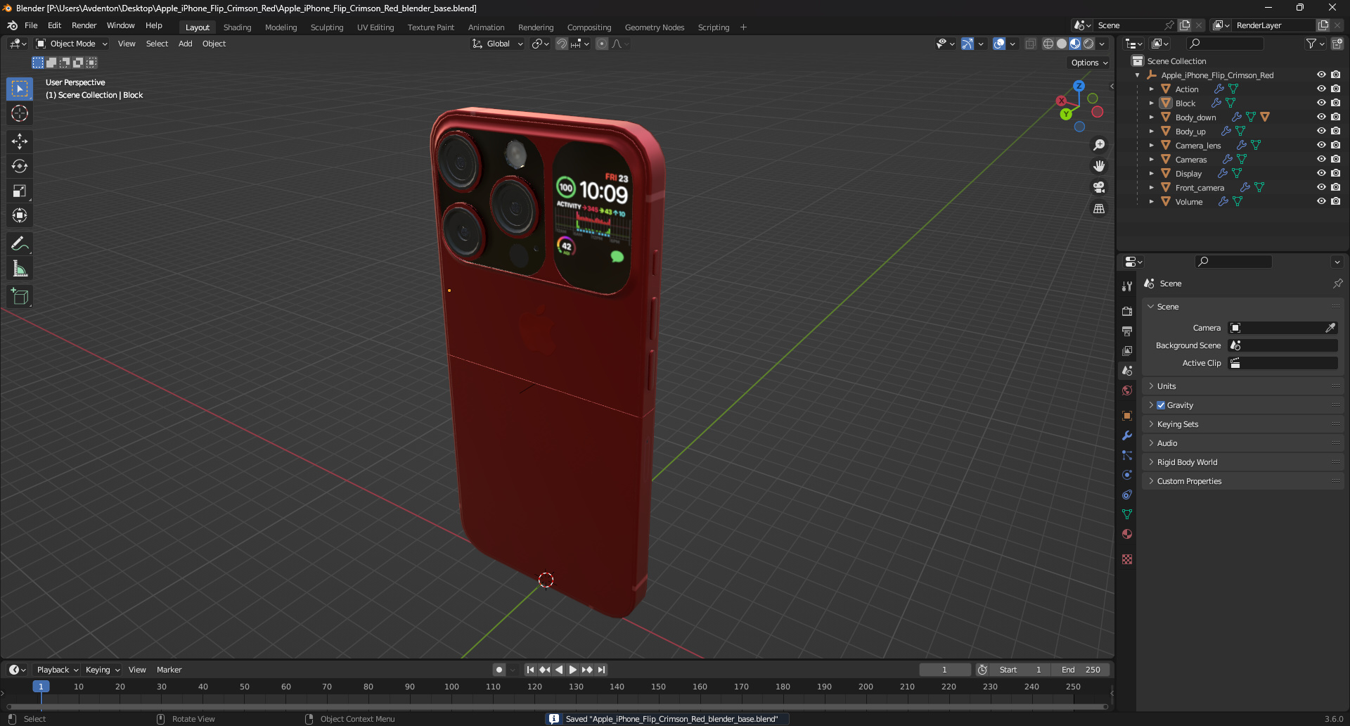 Apple iPhone Flip Crimson Red 3D model