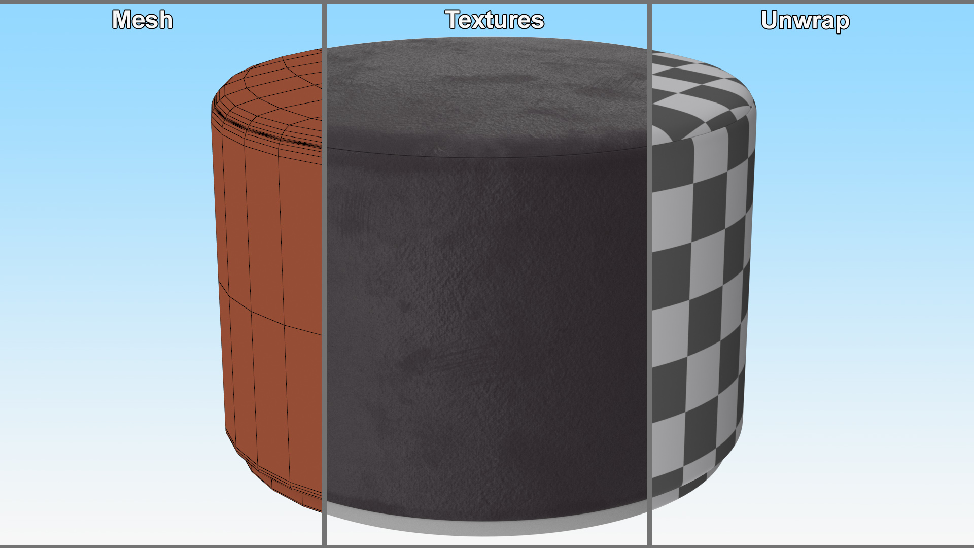 3D Round Fabric Ottoman Footstool for 3D Print model