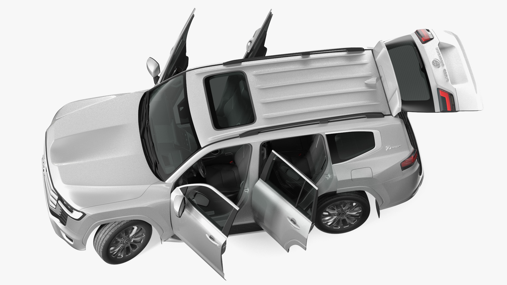 3D Toyota Land Cruiser Silver Light Off Rigged model