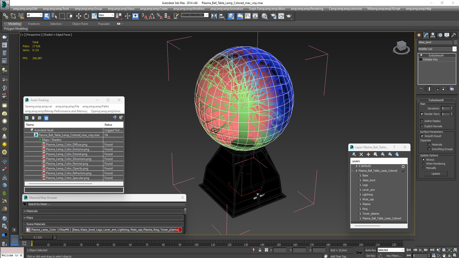 3D model Plasma Ball Table Lamp Colored