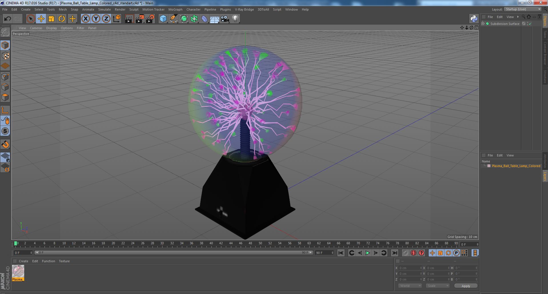3D model Plasma Ball Table Lamp Colored