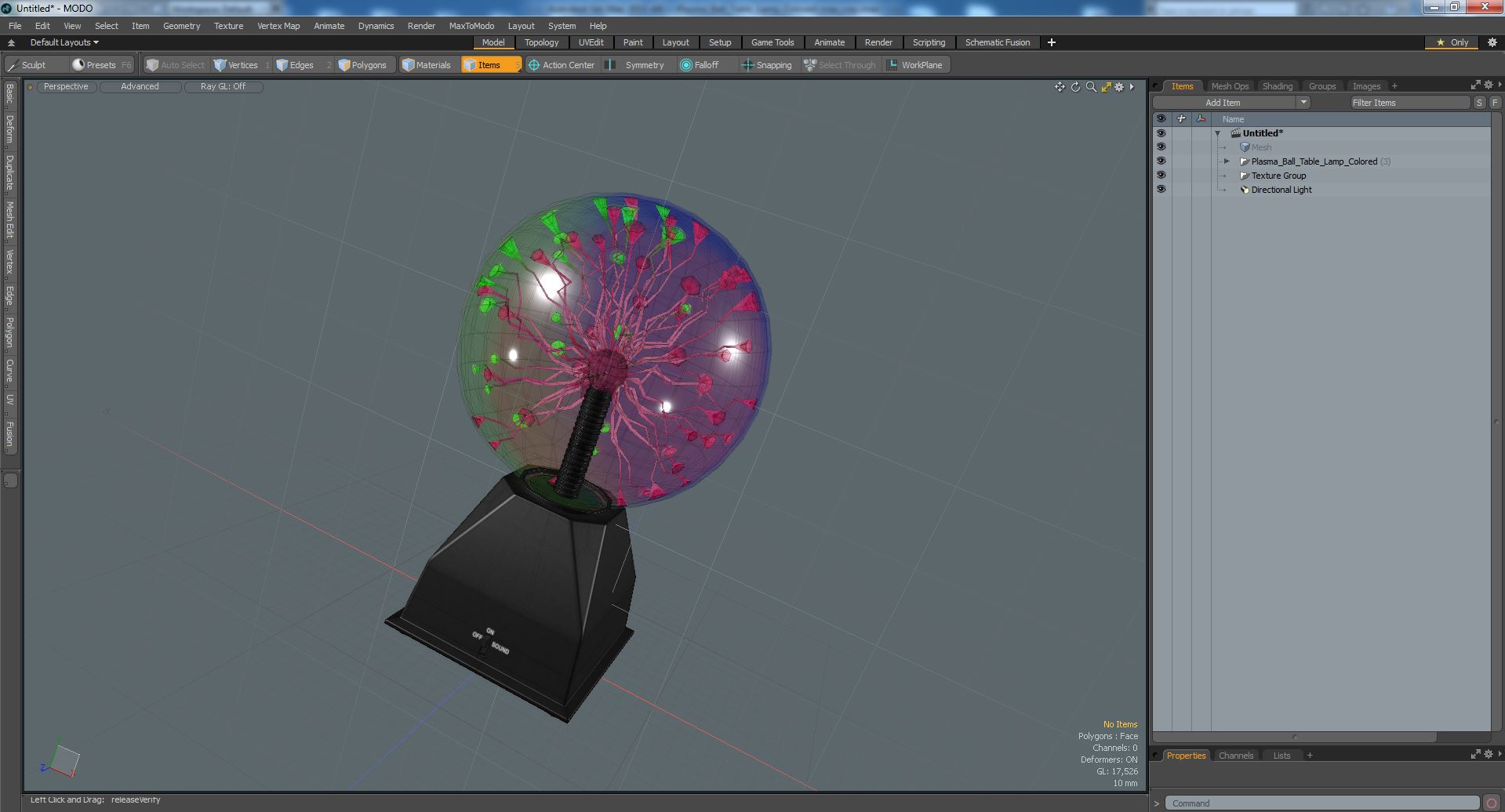 3D model Plasma Ball Table Lamp Colored
