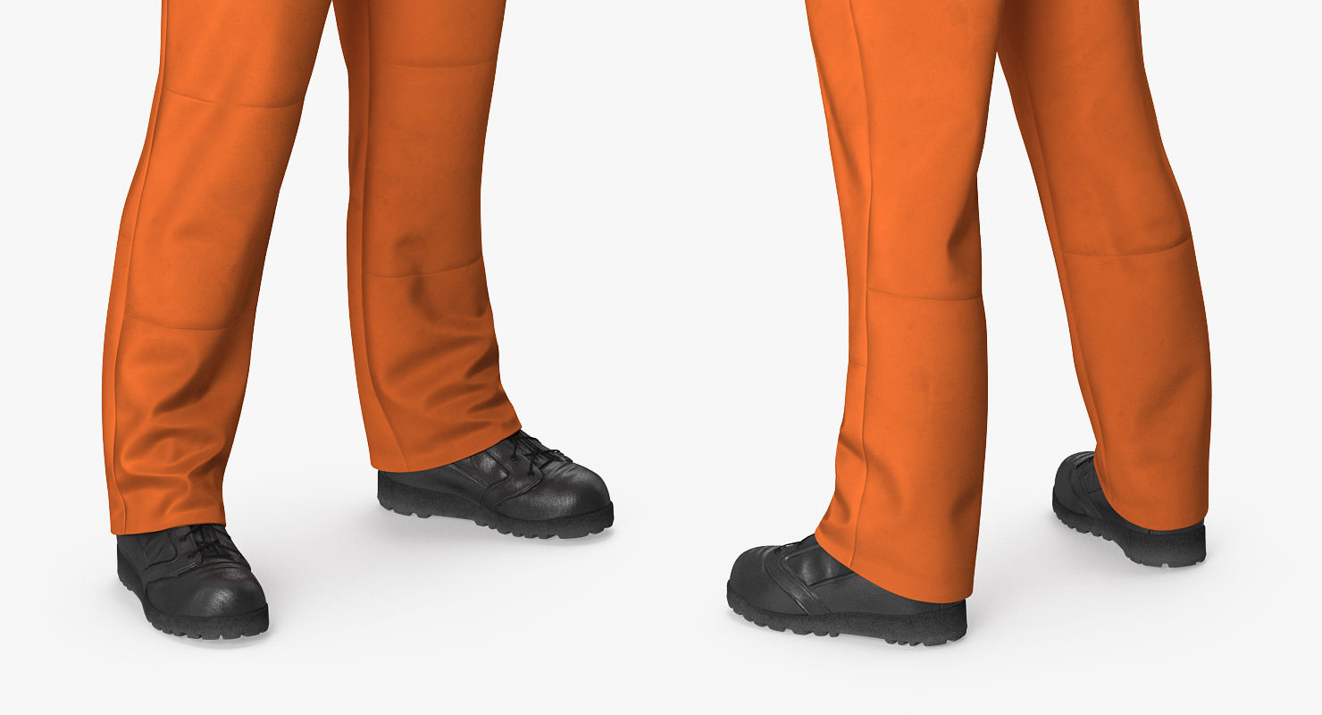Worker Wearing Orange Overalls Rigged 3D