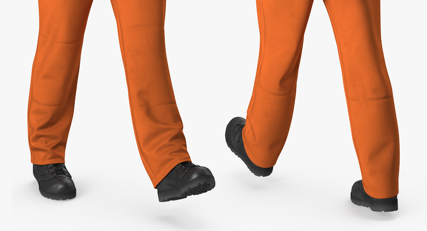 Worker Wearing Orange Overalls Rigged 3D