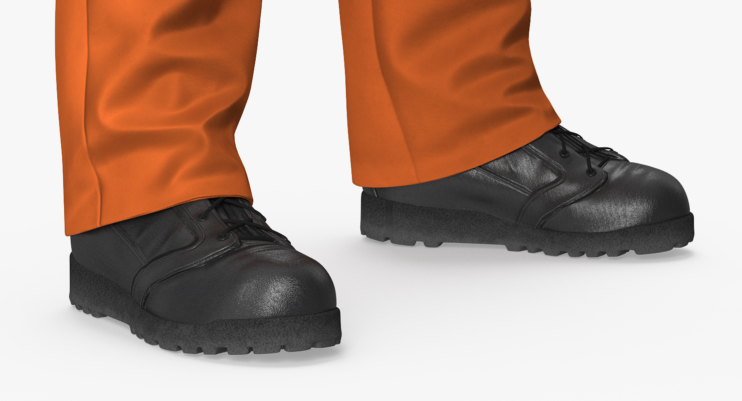 Worker Wearing Orange Overalls Rigged 3D
