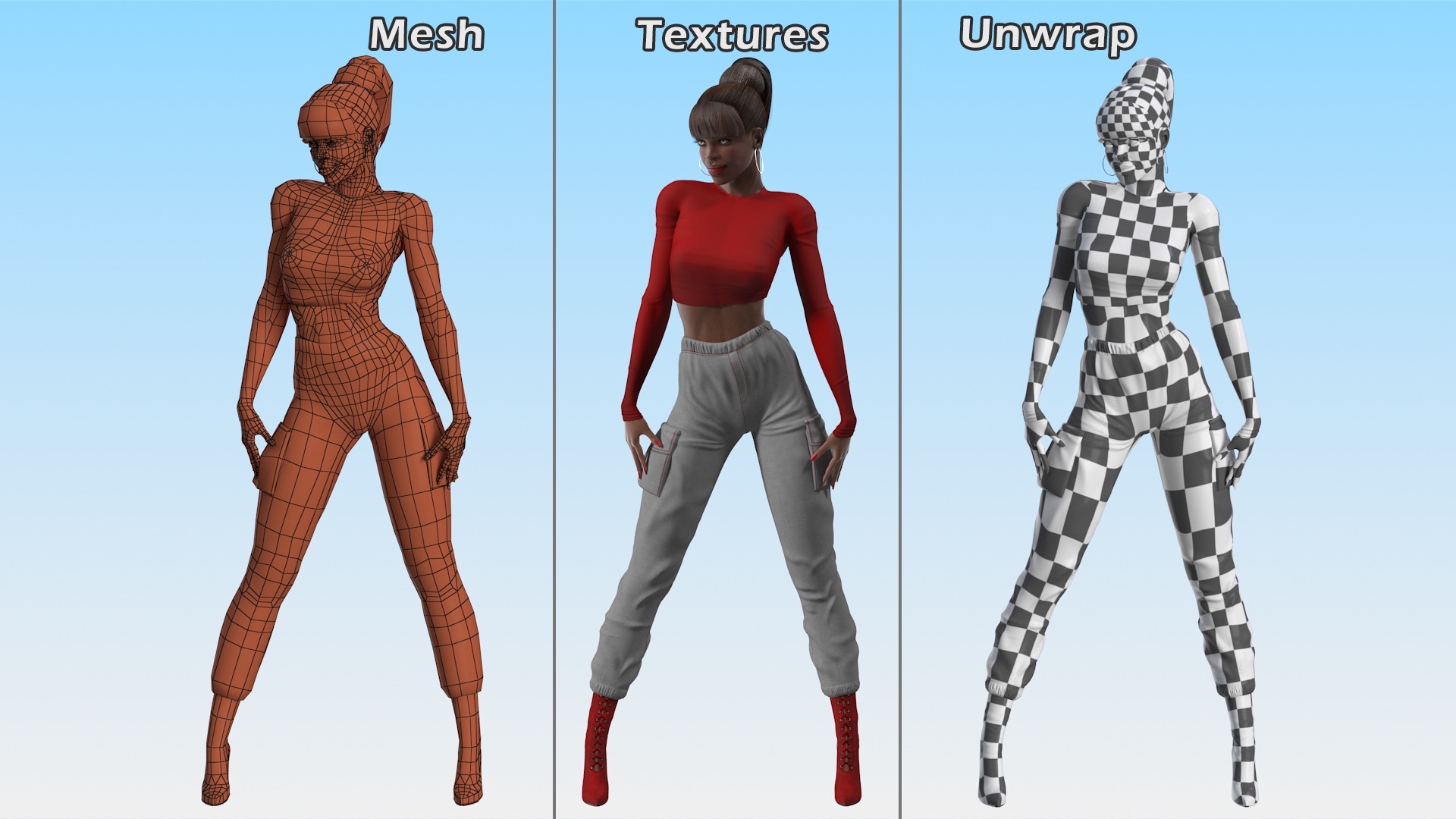3D Dark Skin City Style Woman