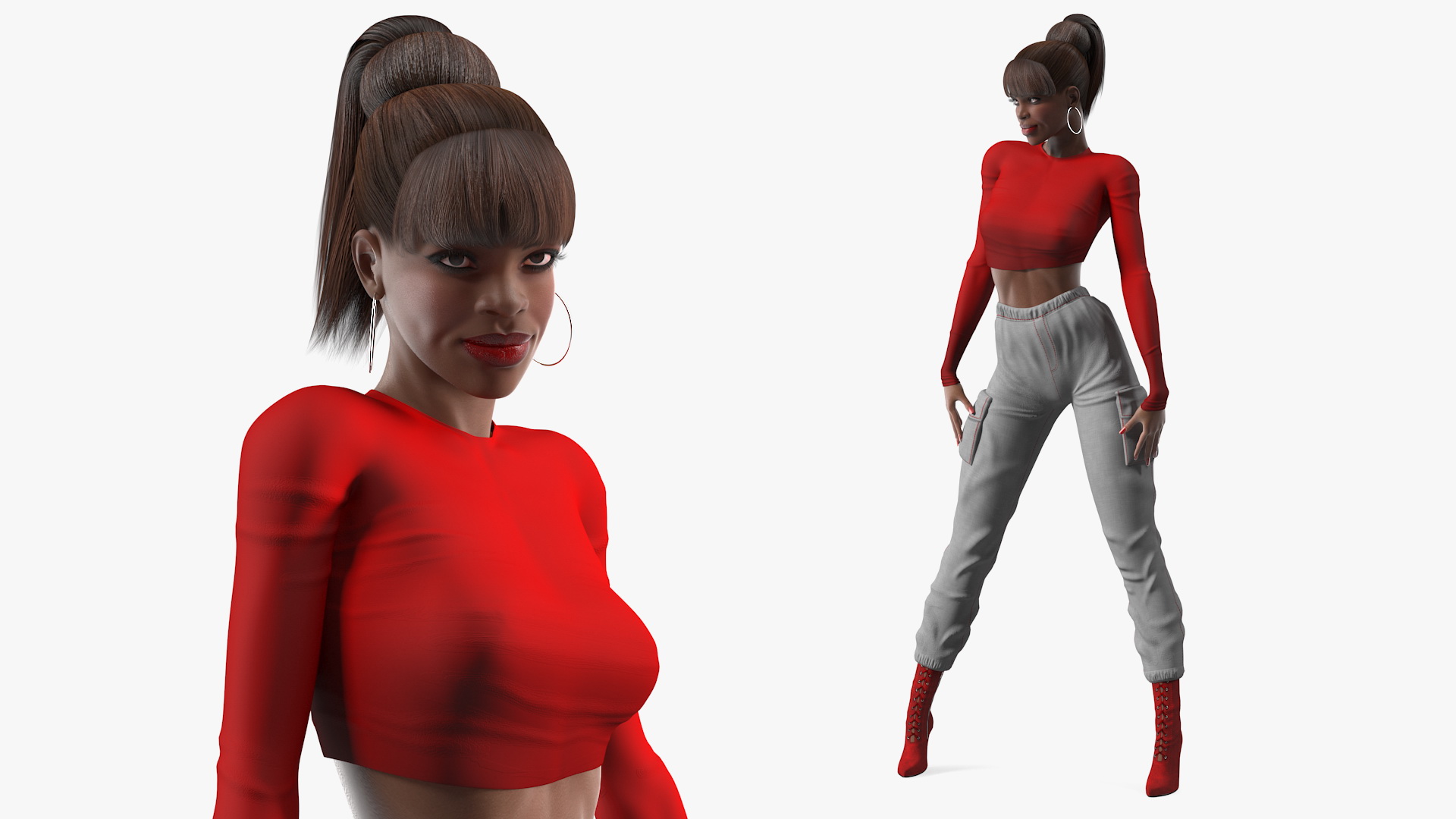 3D Dark Skin City Style Woman