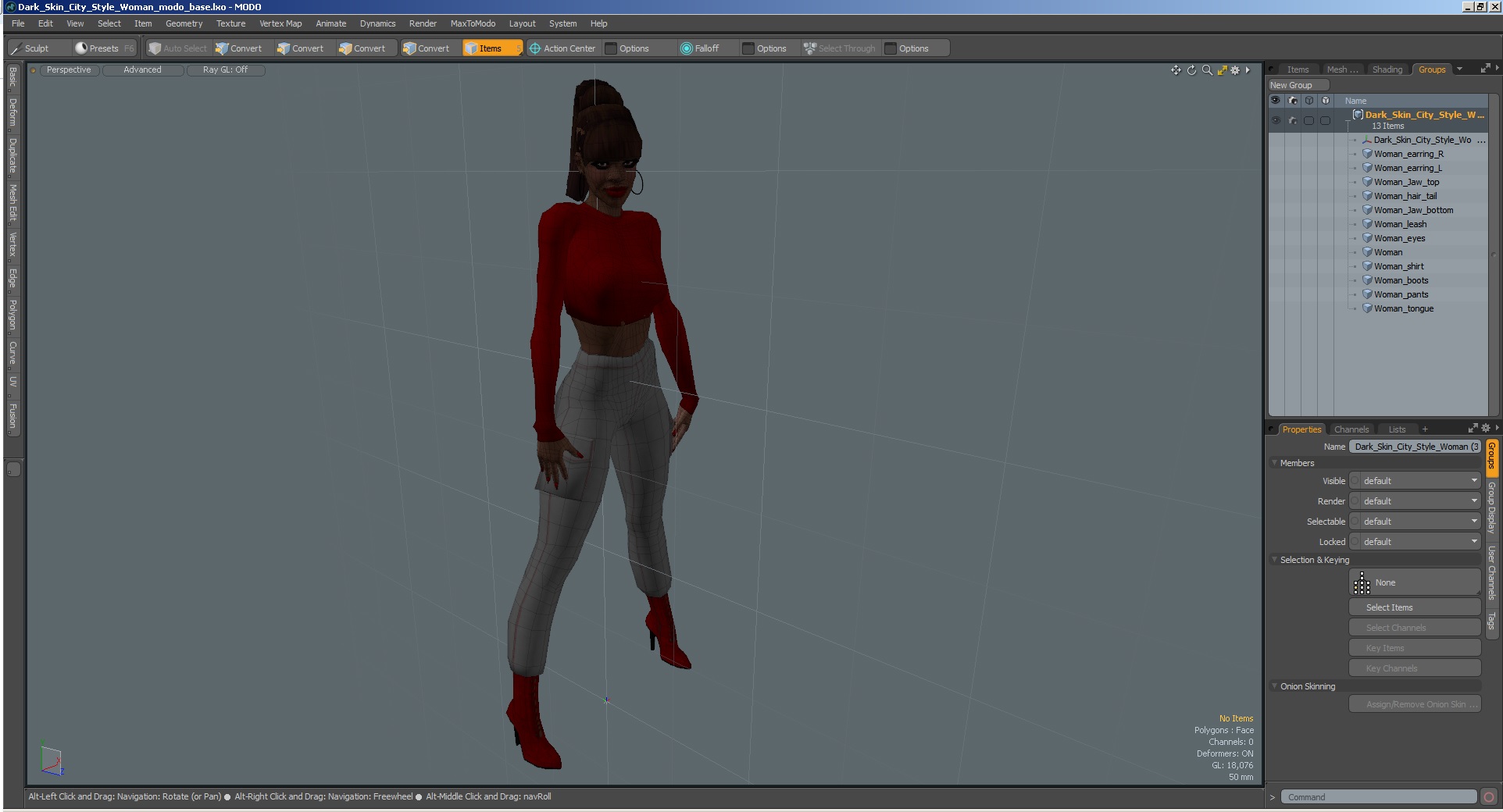 3D Dark Skin City Style Woman