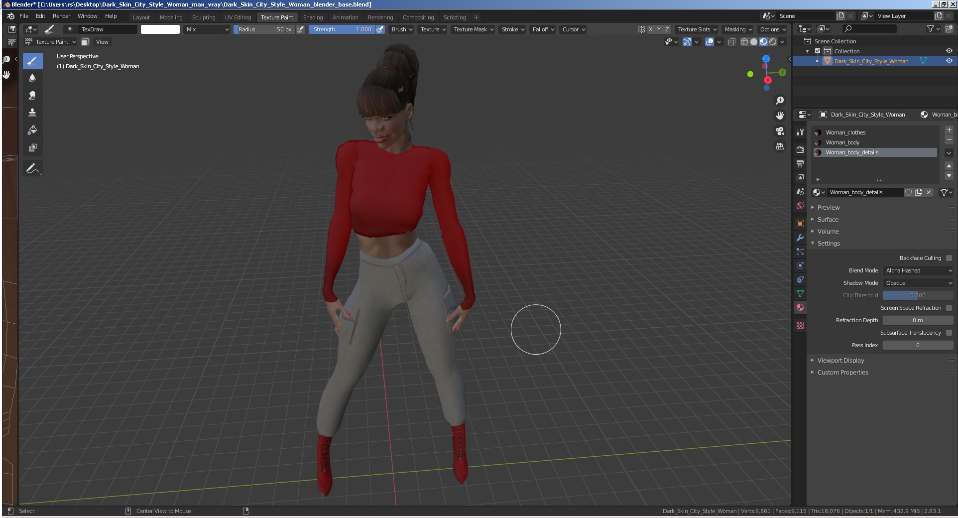 3D Dark Skin City Style Woman