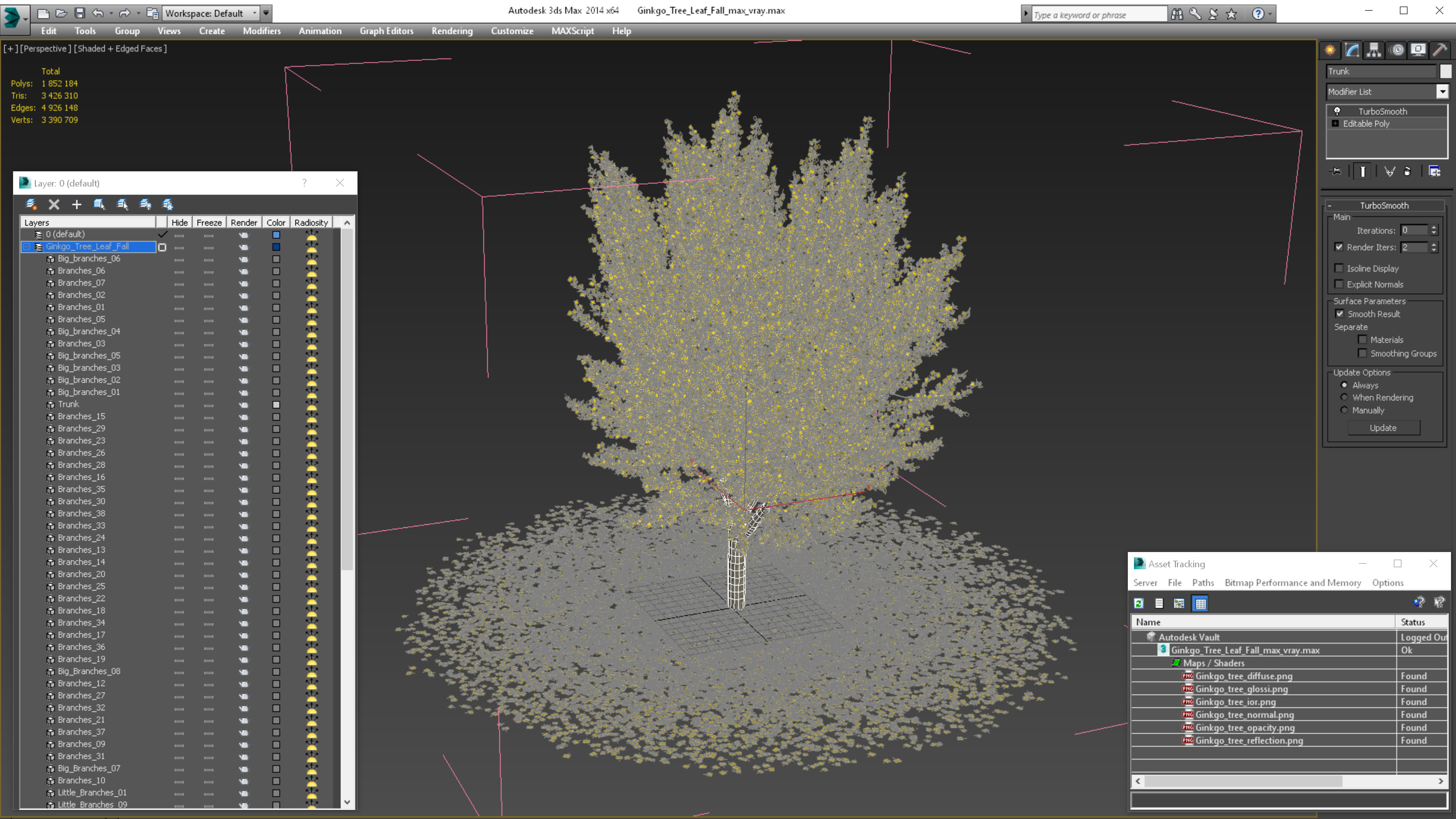 3D Ginkgo Tree Leaf Fall