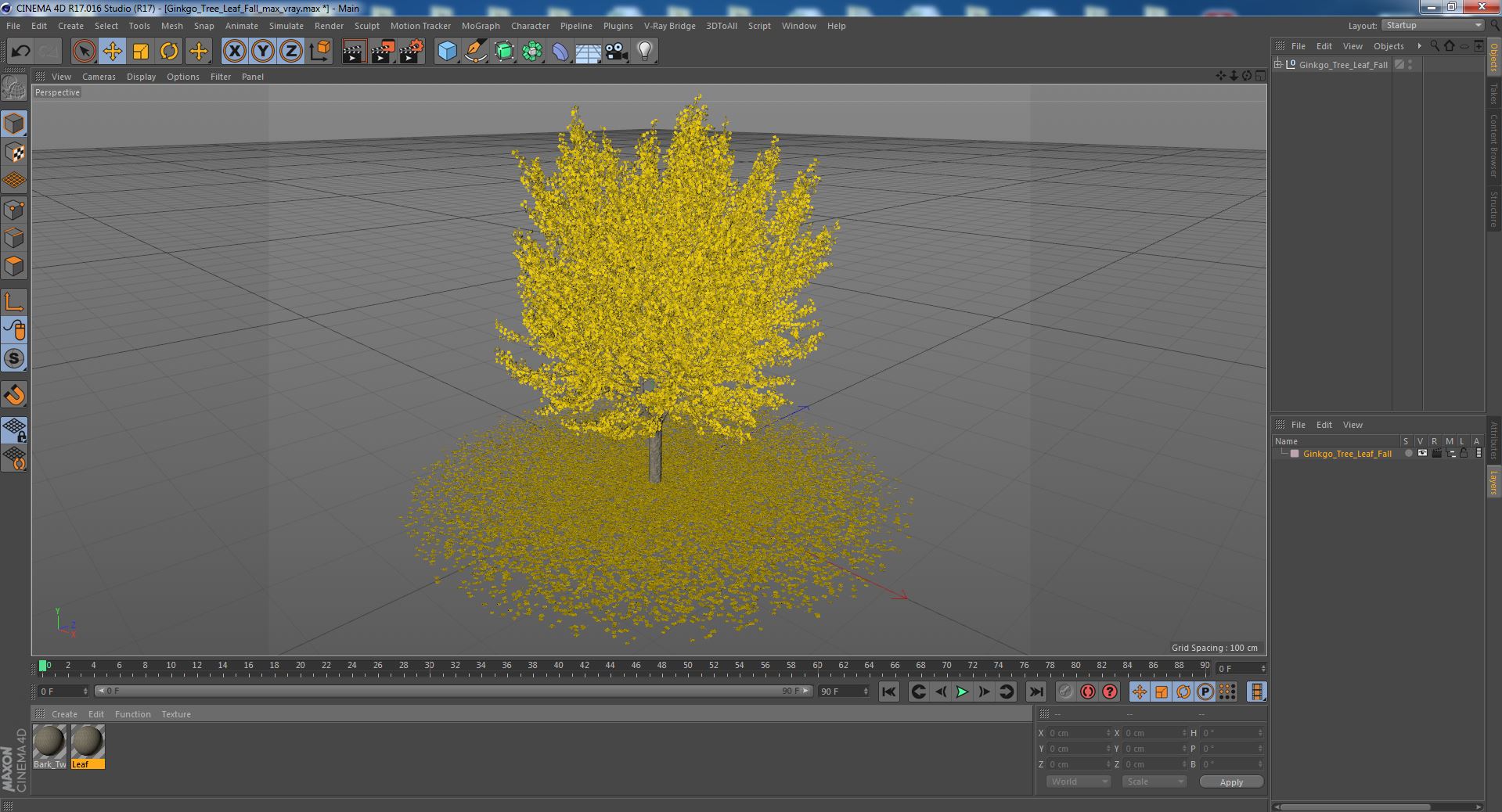 3D Ginkgo Tree Leaf Fall