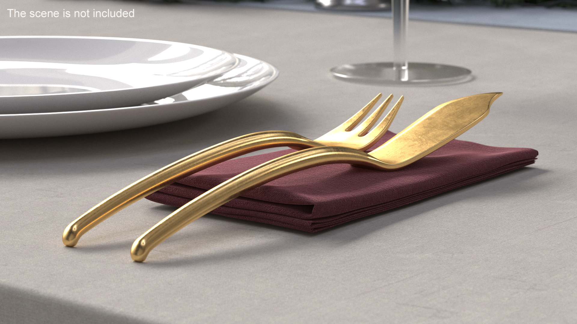 Set of Fish Cutlery Gold 3D model