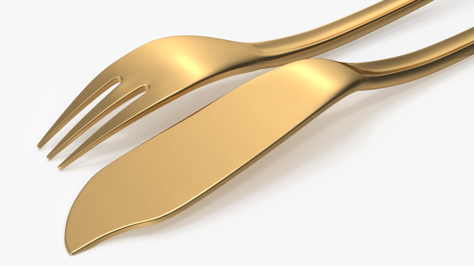 Set of Fish Cutlery Gold 3D model