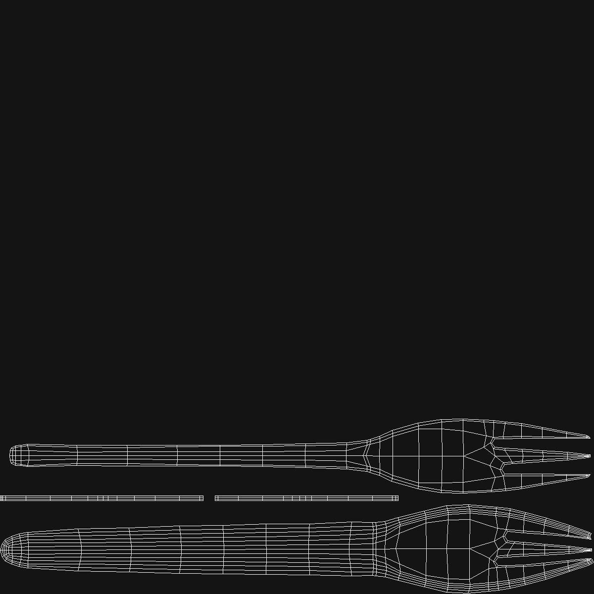 Set of Fish Cutlery Gold 3D model