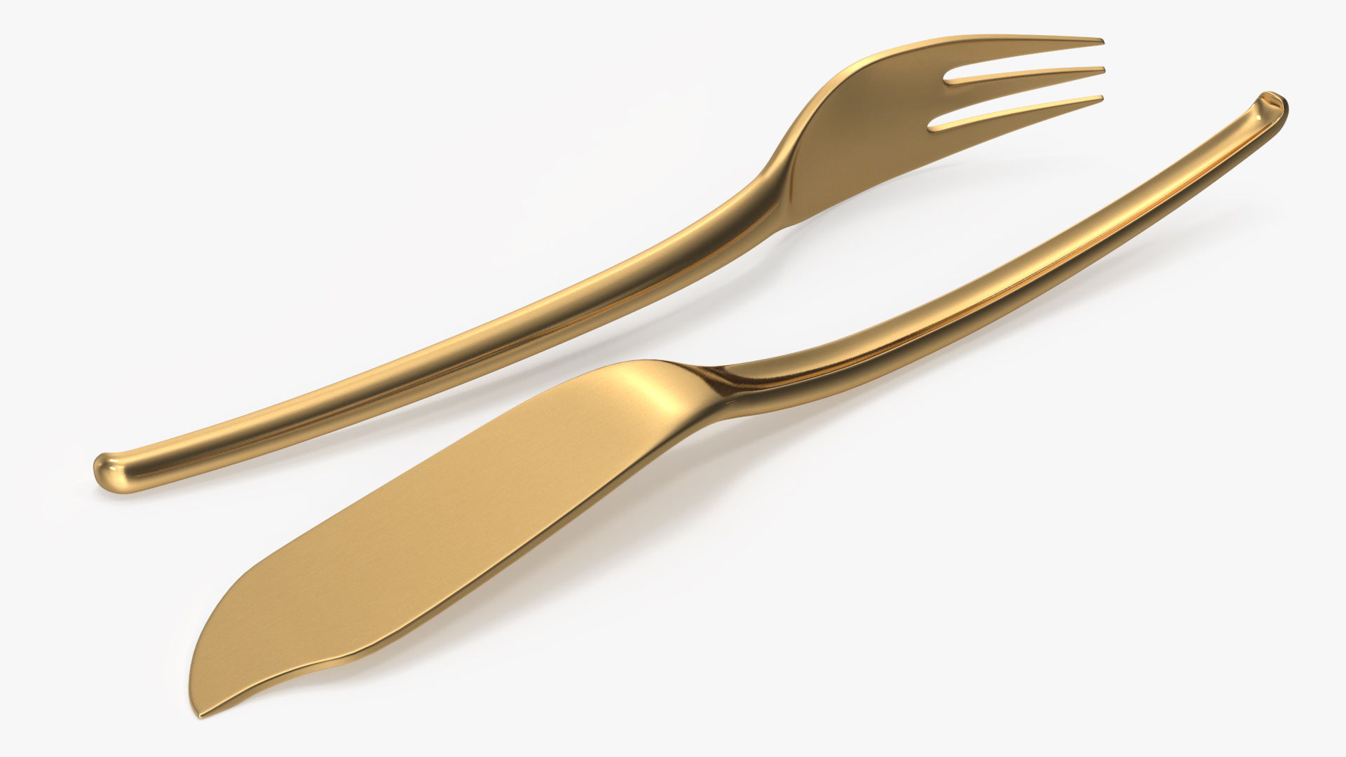 Set of Fish Cutlery Gold 3D model