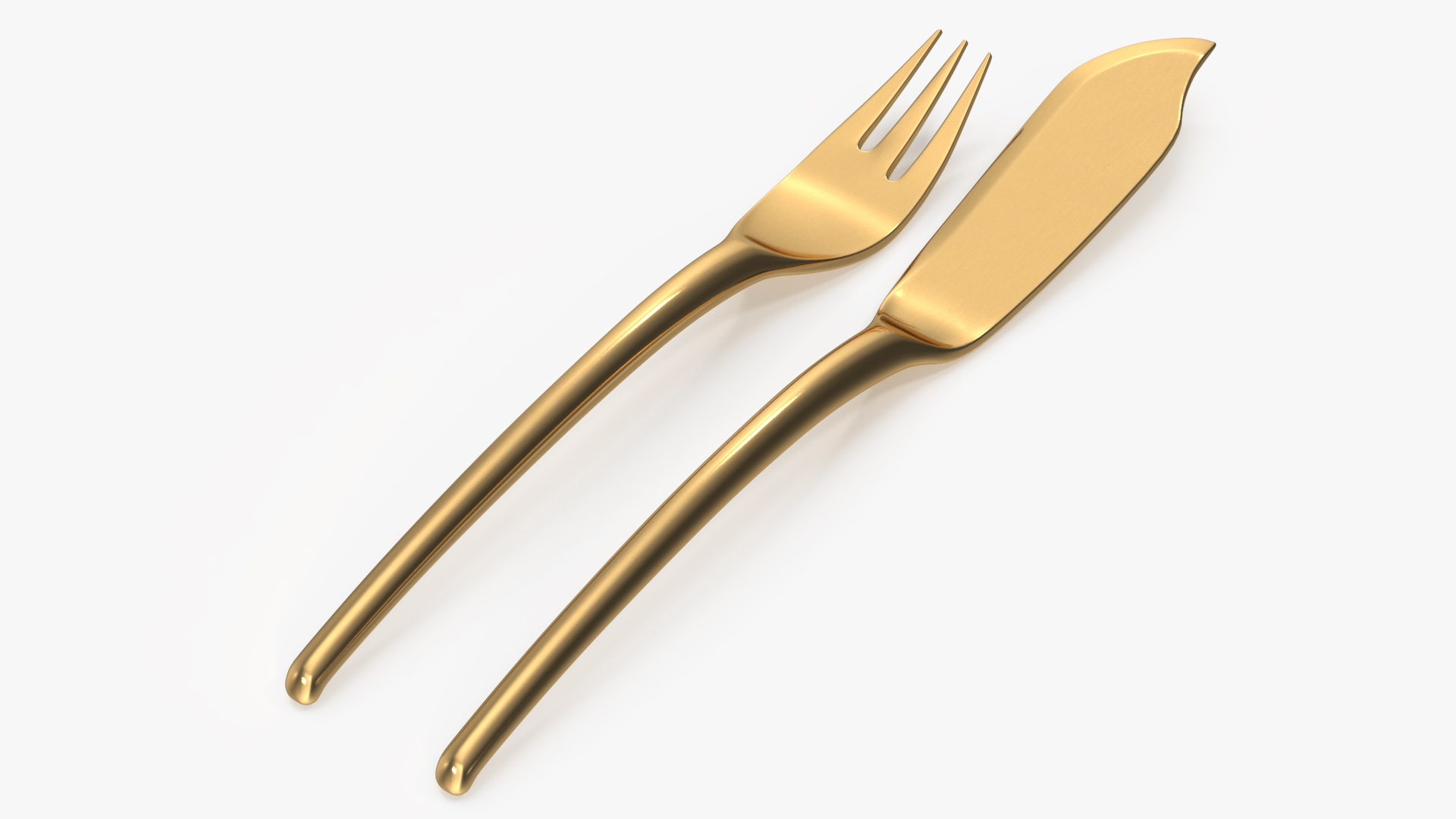 Set of Fish Cutlery Gold 3D model