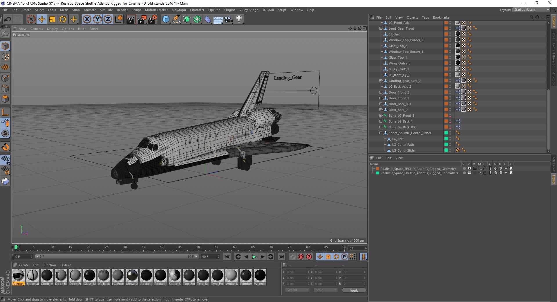 3D Realistic Space Shuttle Atlantis Rigged for Cinema 4D model