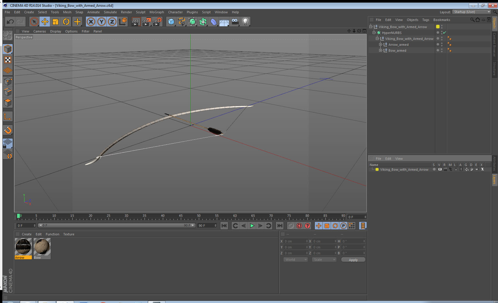 Viking Bow with Armed Arrow 3D