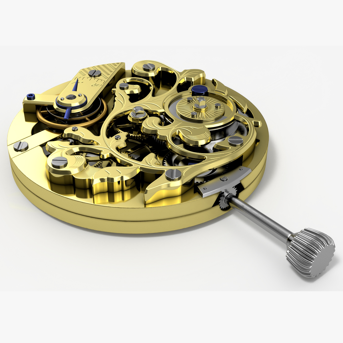 Antique Pocket Watch Movement New Rigged for Maya 3D model