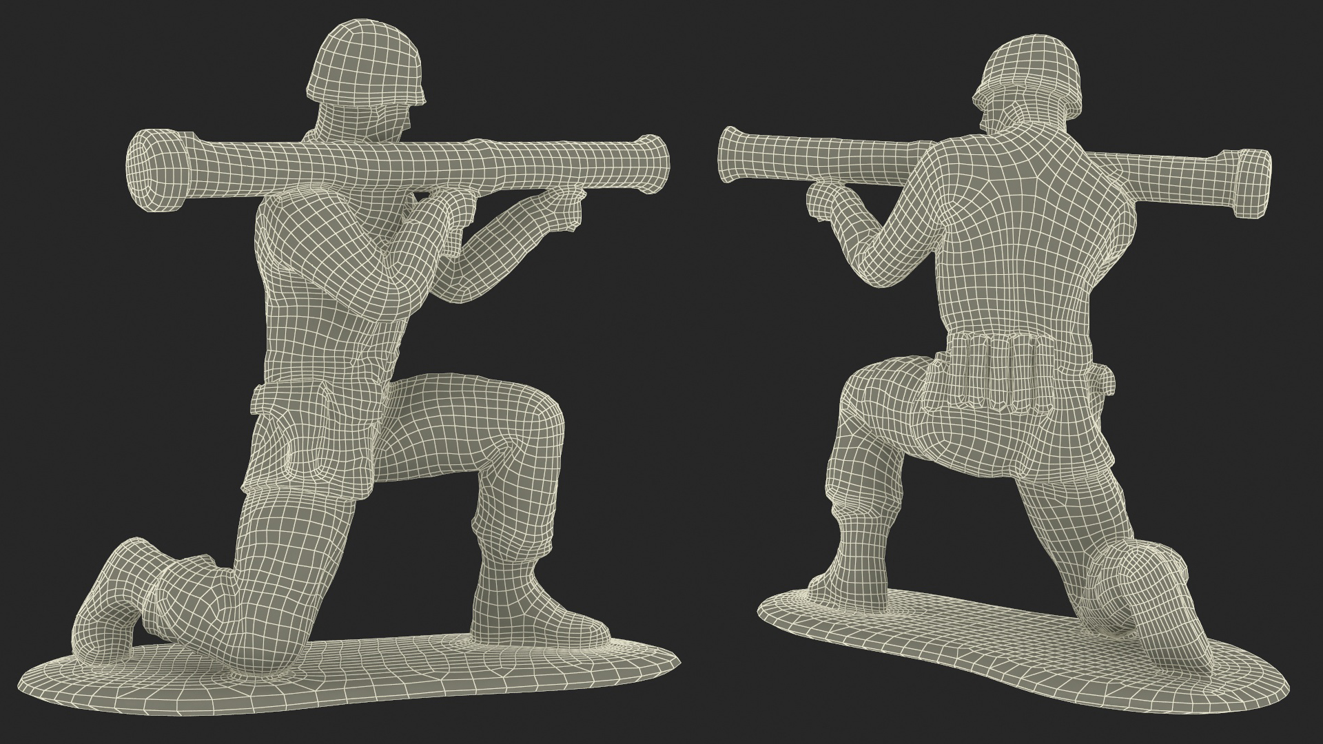 3D Green Plastic Toy Soldier with Rocket Launcher