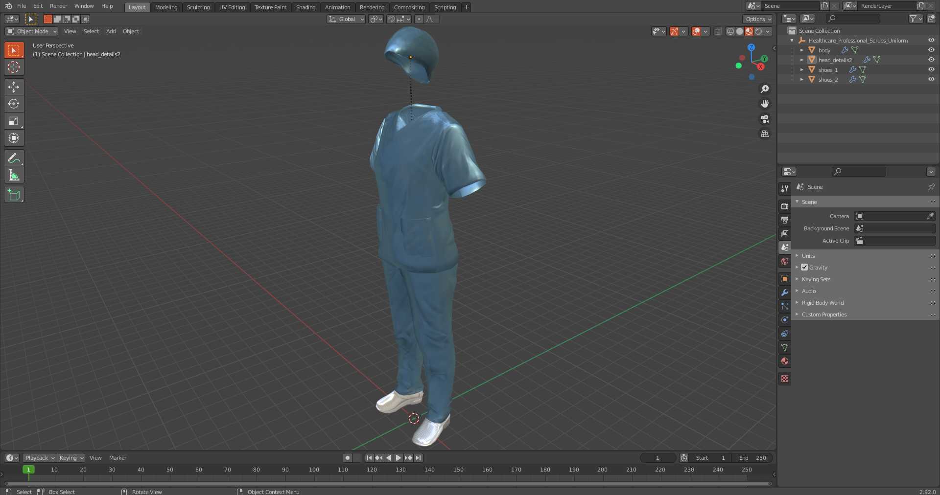 3D Healthcare Professional Scrubs Uniform model