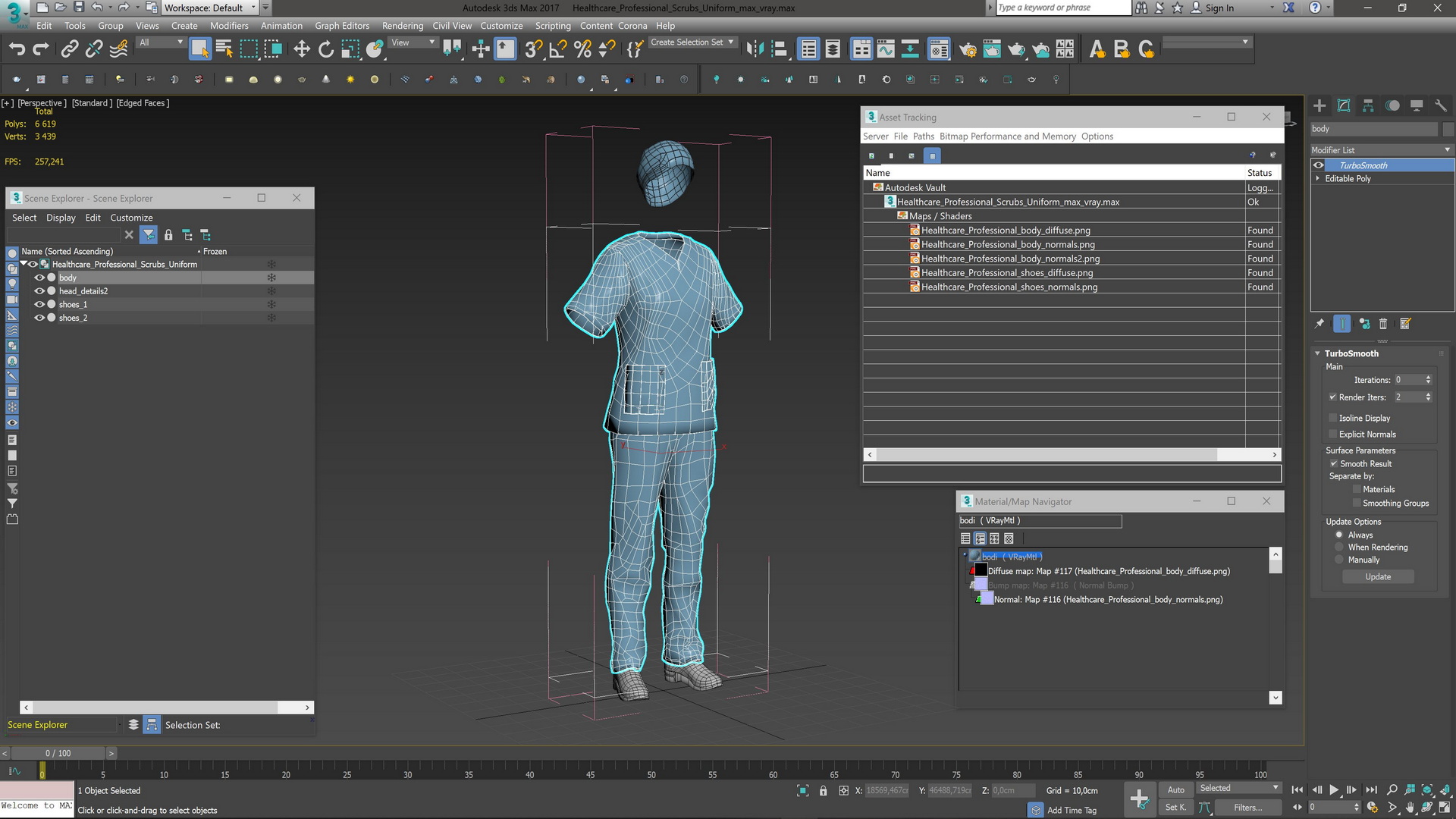 3D Healthcare Professional Scrubs Uniform model