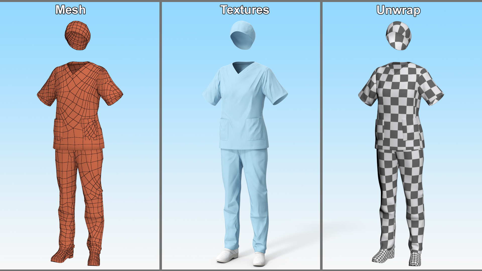 3D Healthcare Professional Scrubs Uniform model